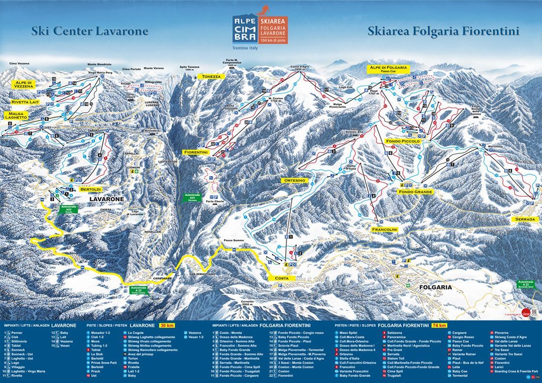 Mappa skiarea Folgariaski compressor